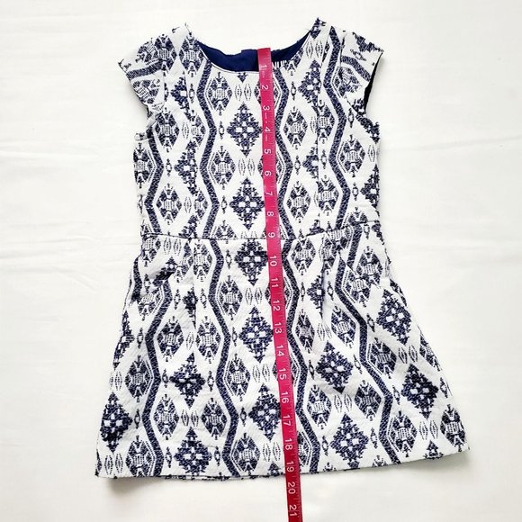 Genuine Kids From OshKosh B'gosh Jacquard Romper Dress White & Navy Blue Size 4T - Picture 10 of 12